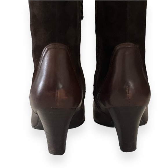 Born Brown Suede Leather Harlequin Heeled Boot Side Zip Stacked Heel Women’s 9 - Picture 6 of 12